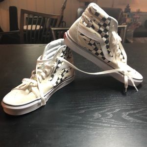 Flaming Checkered Board Vans High Top Shoes. U.S. Men’s Size 10.